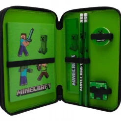 Minecraft dubbelt pennfodral med innehåll