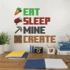Minecraft Äta, Sova, Bryta, Skapa vägg