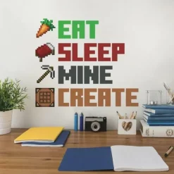 Minecraft Äta, Sova, Bryta, Skapa vägg